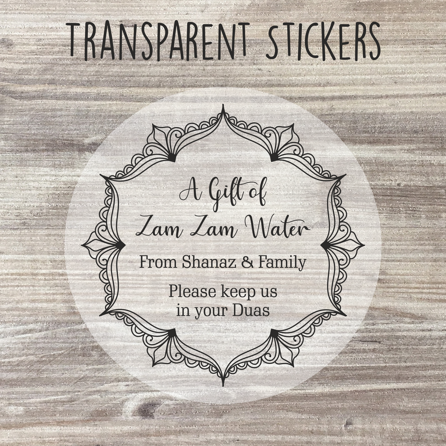 Personalised Zam Zam Water Stickers - Design 1