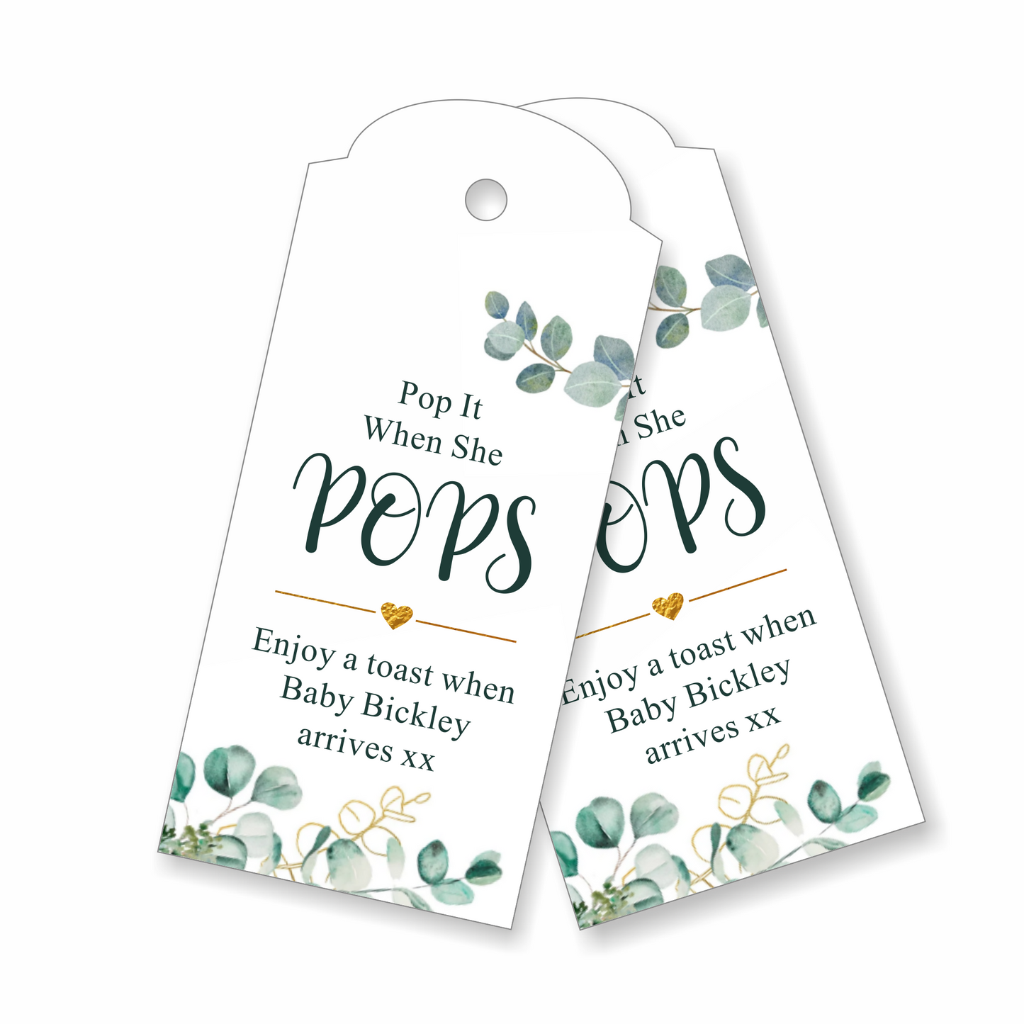 30 x Baby Shower Gift Tags, Prosecco Tags, Ready to Pop, Gender Reveal, Personalised