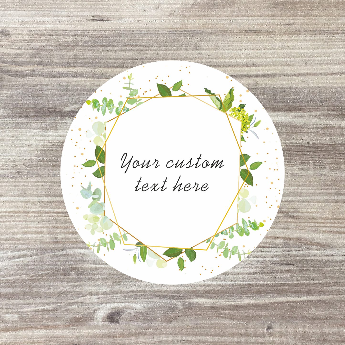 48 x Personalised Baby Shower Stickers - Green Wreath