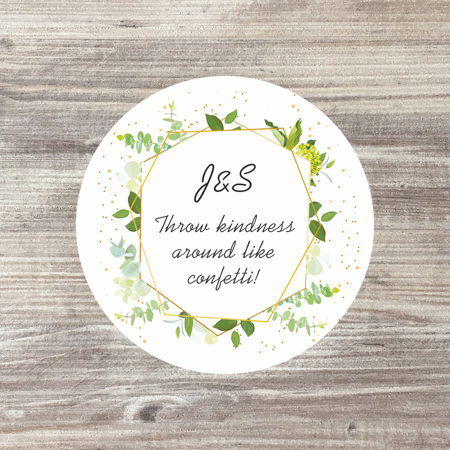 48 x Personalised Baby Shower Stickers - Green Wreath