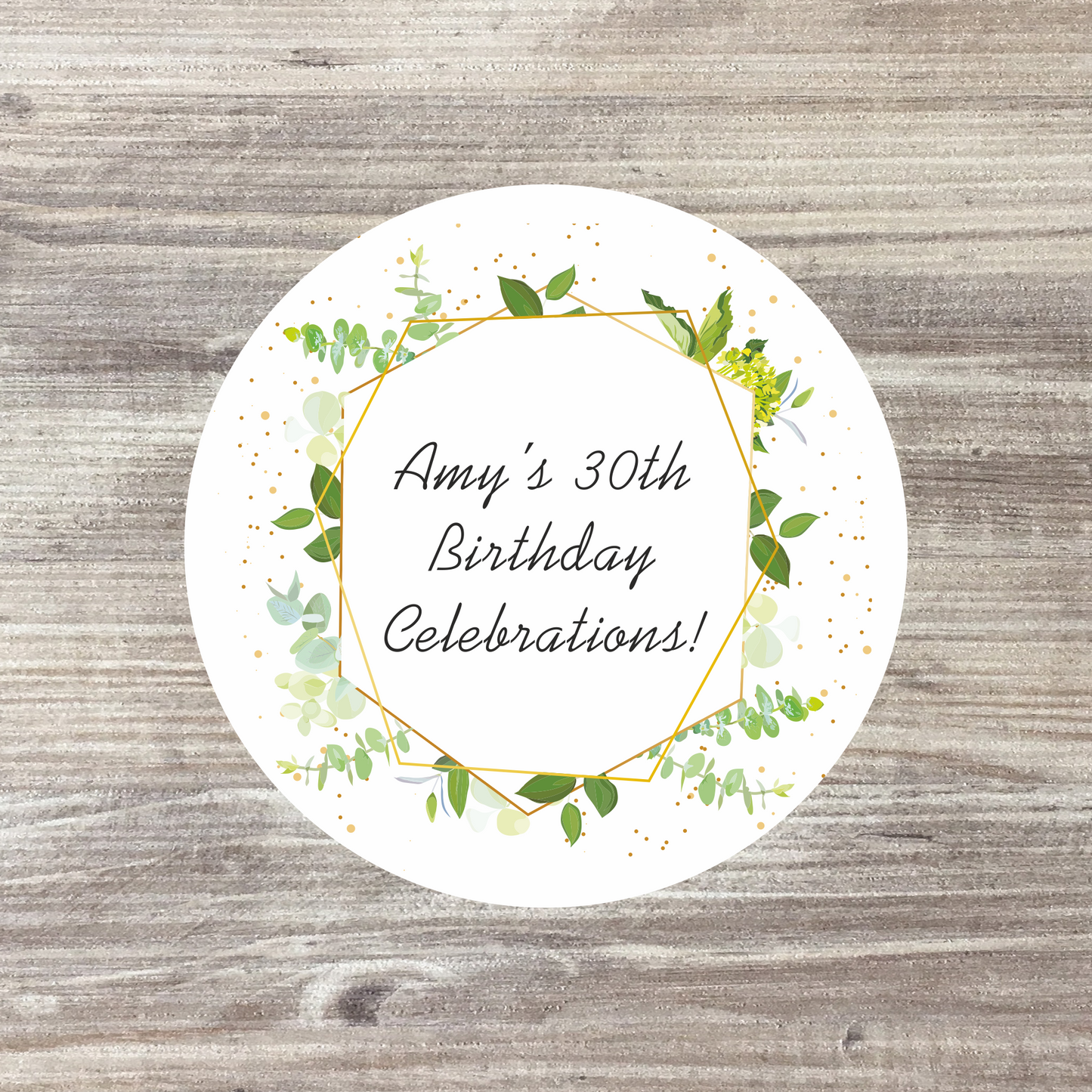 48 x Personalised Baby Shower Stickers - Green Wreath