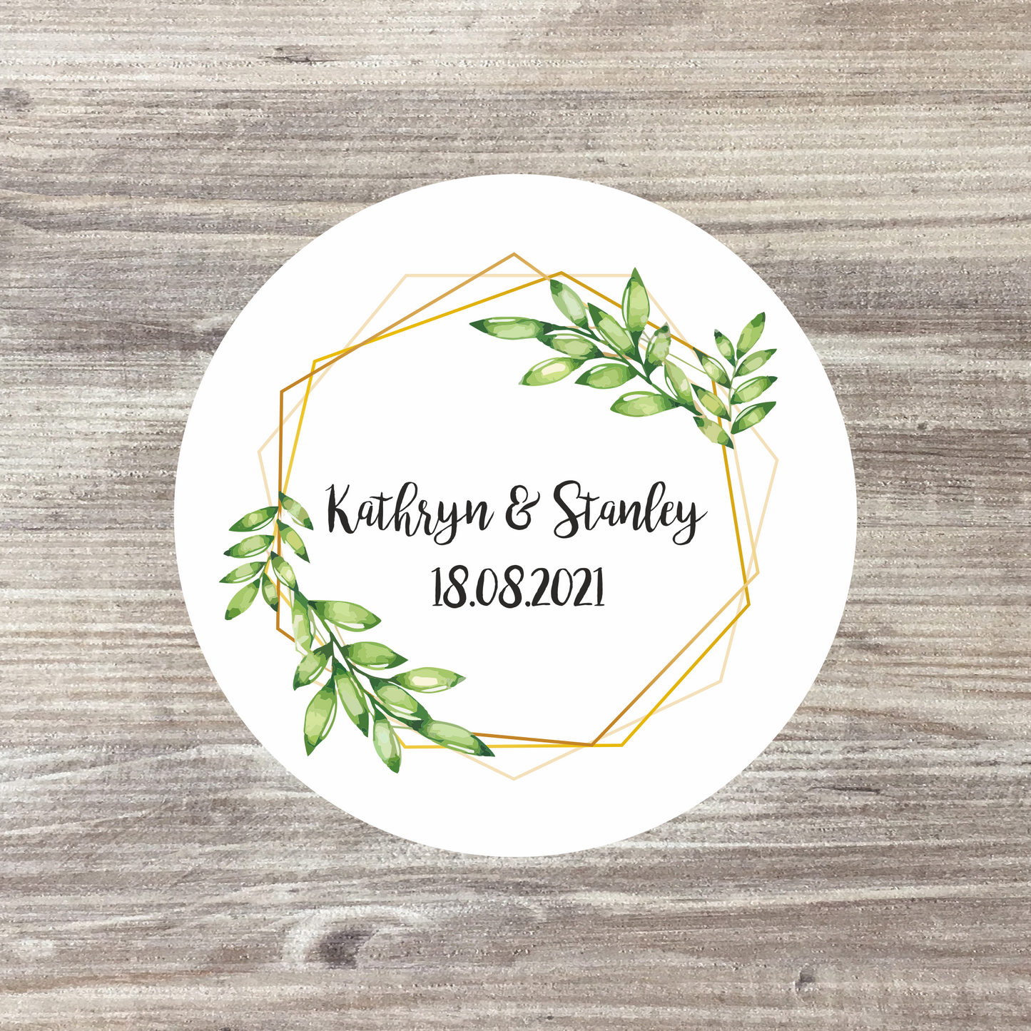35 x Personalised Wedding Stickers - Eucalyptus Wreath