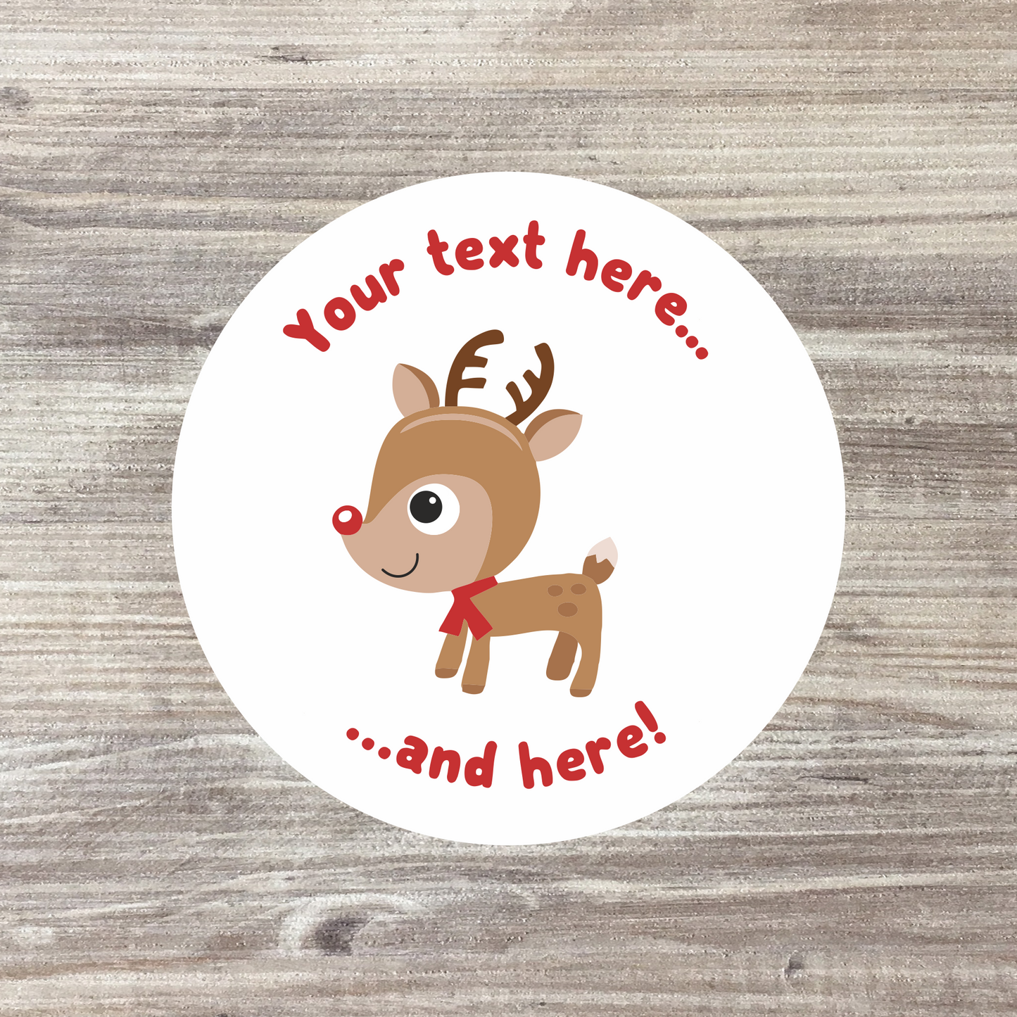 24 x Personalised Christmas Stickers - Cute Reindeer Design