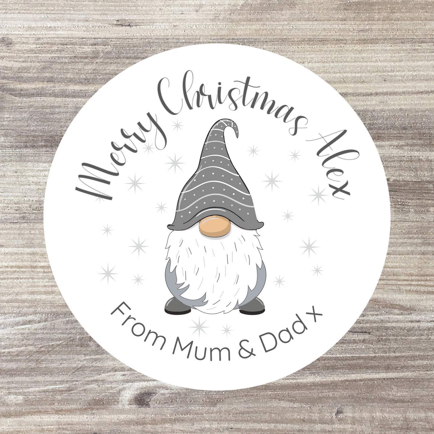 24 x Personalised Christmas Stickers - Grey Gonk
