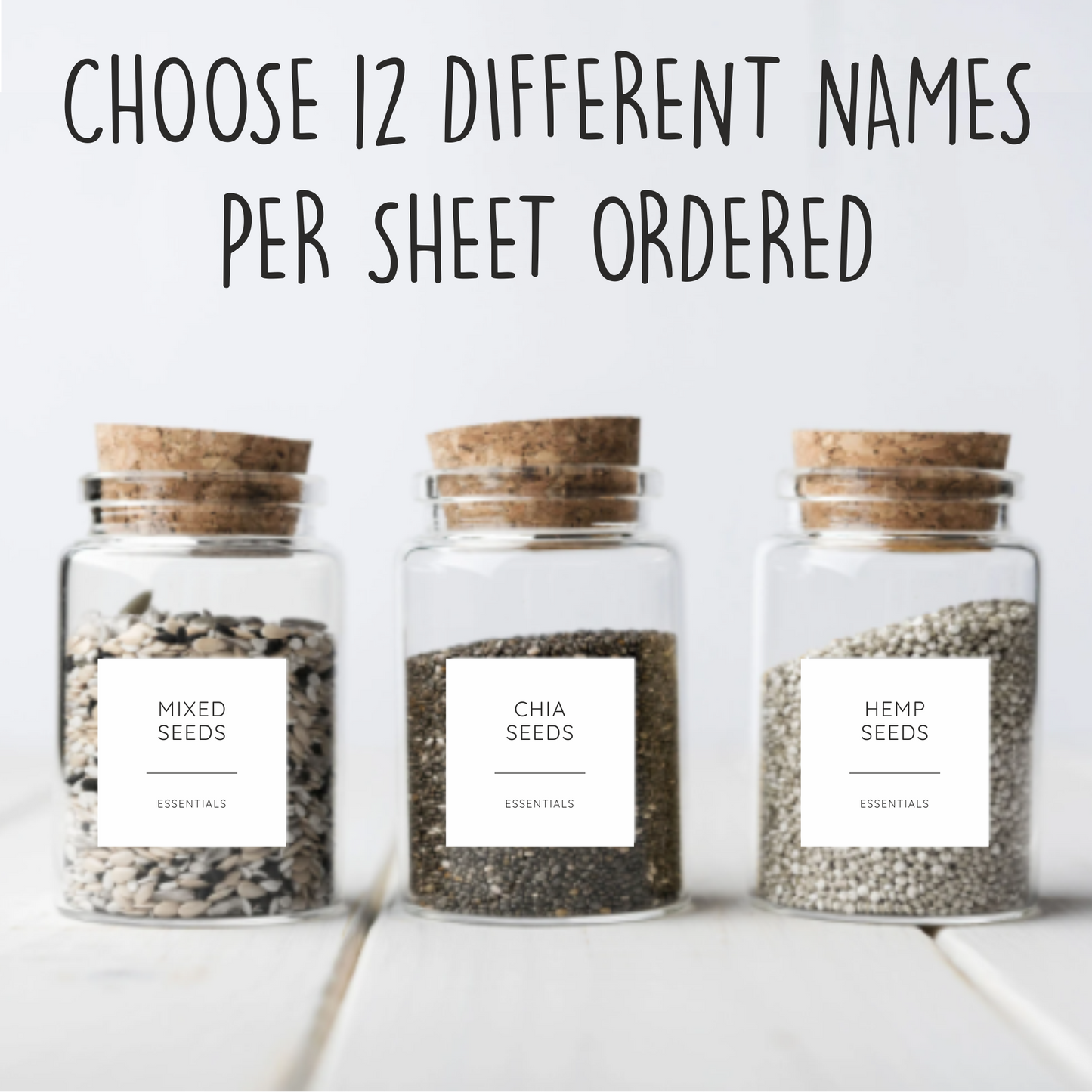 12 x Personalised Kitchen Storage Labels - Classic Font