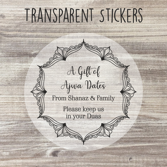 Personalised Ajwa Dates Stickers - Design 1