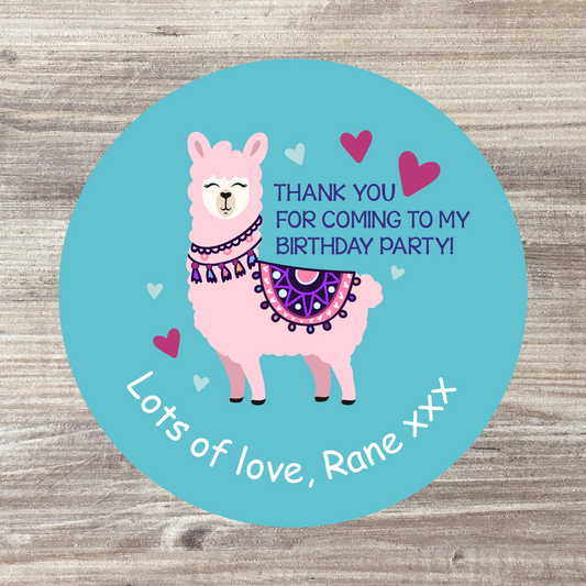 48 x Personalised Birthday Stickers - Llama