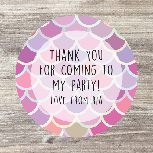 48 x Personalised Birthday Stickers - Mermaid