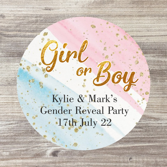 48 x Personalised Baby Shower Stickers - Girl or Boy