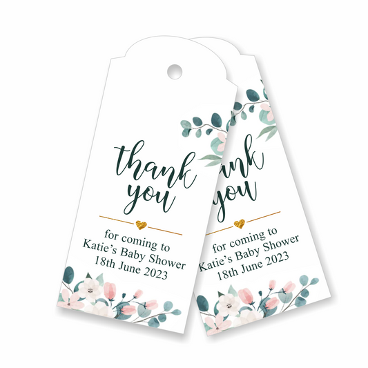 30 x Personalised Baby Shower Favour Tags, Gender Reveal, Thank You Tags, Pink